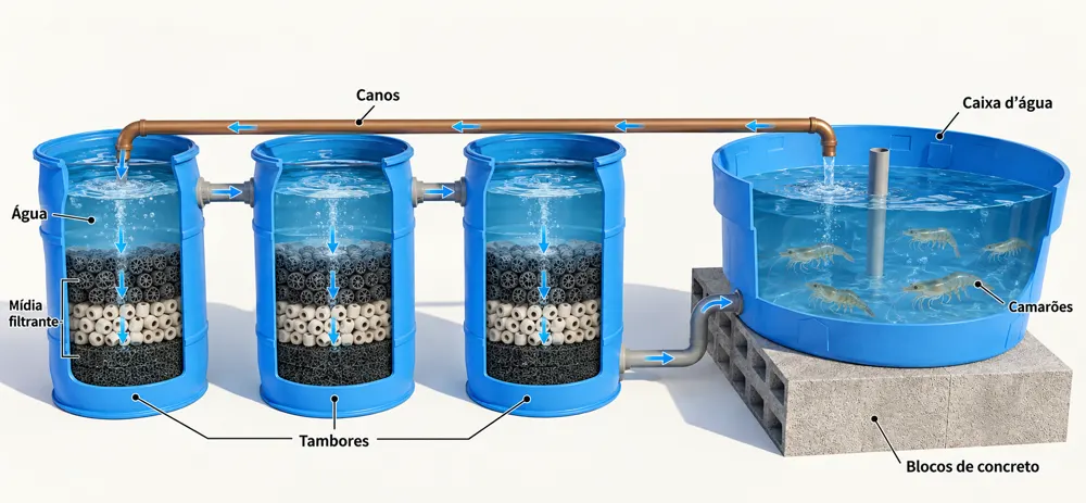 Sistema de 1.000 litros com 3 tambores